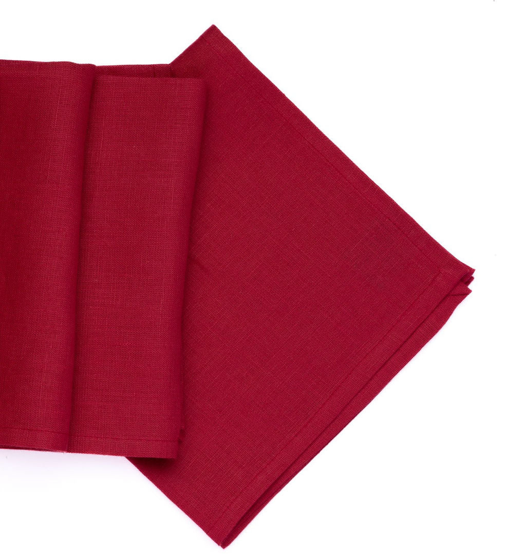 2 Servilletas de lino natural frambuesa