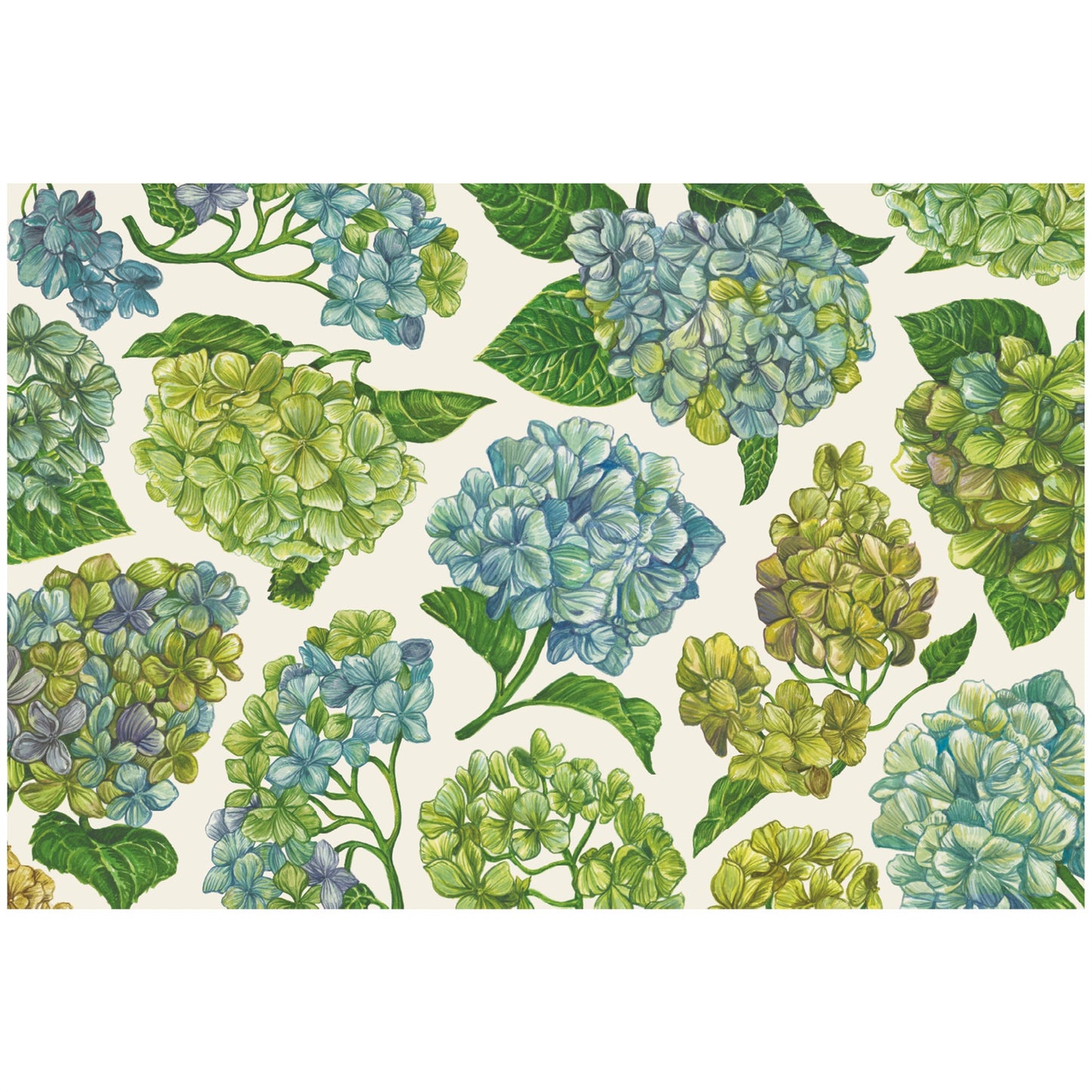 Individual de papel Hortensias Floreadas