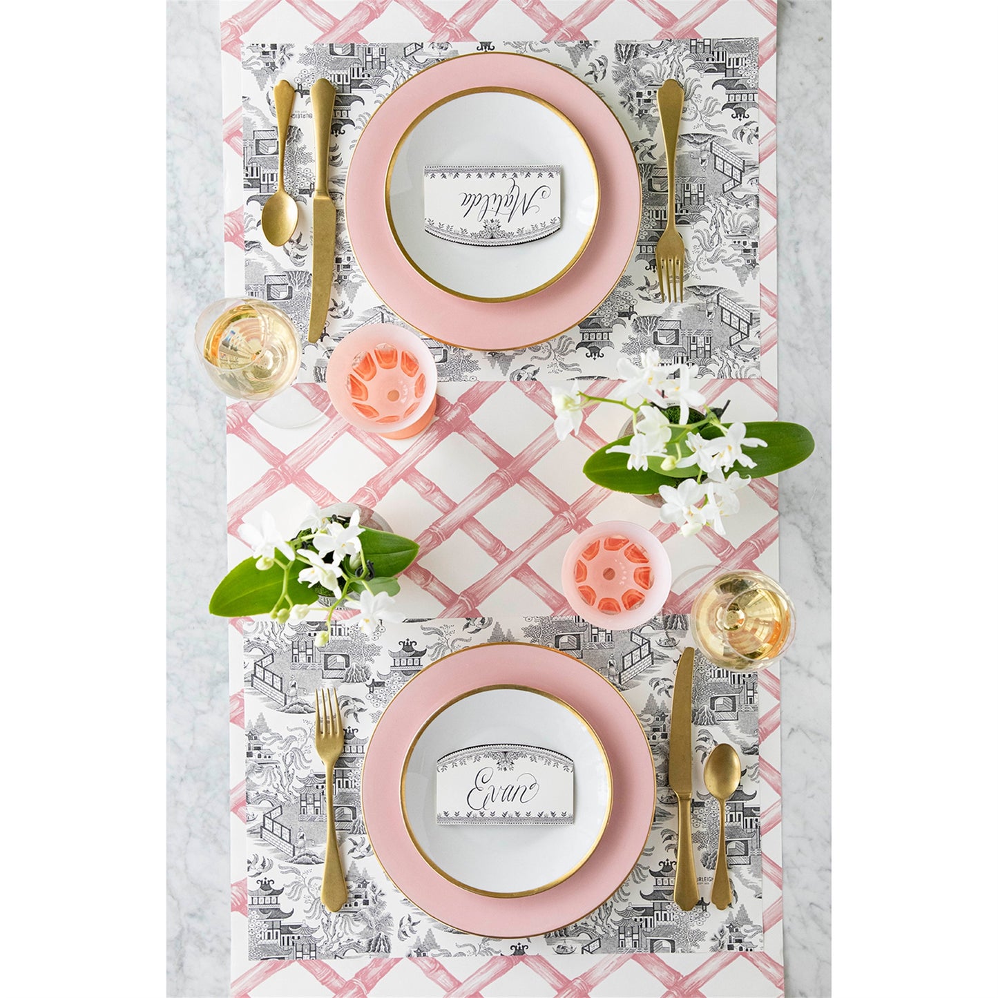 Camino de mesa de papel Pink Lattice