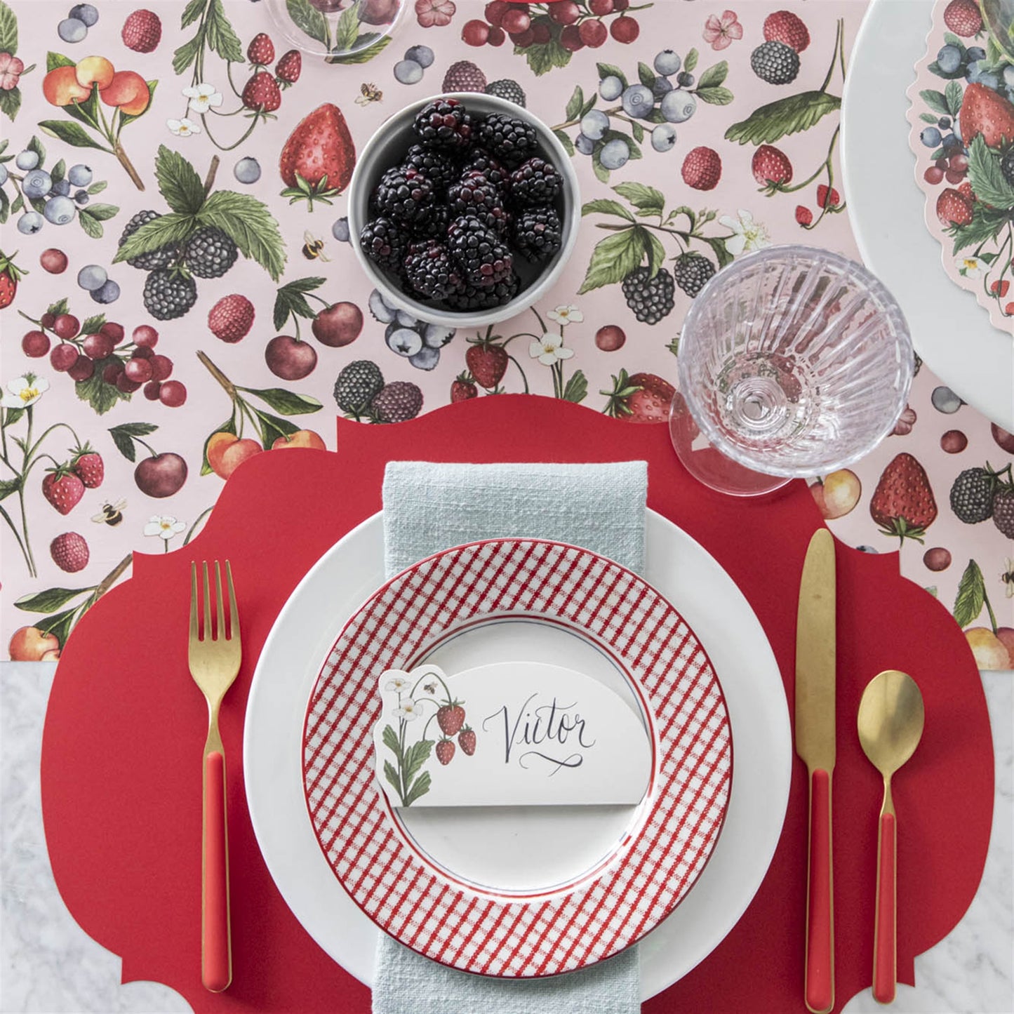 Camino de mesa de papel Wild Berry
